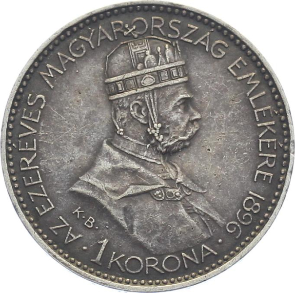 Ungarn 1 Korona 1896 KB - 1000jahrfeier Millennium - Franz Joseph I. 1848-1916
